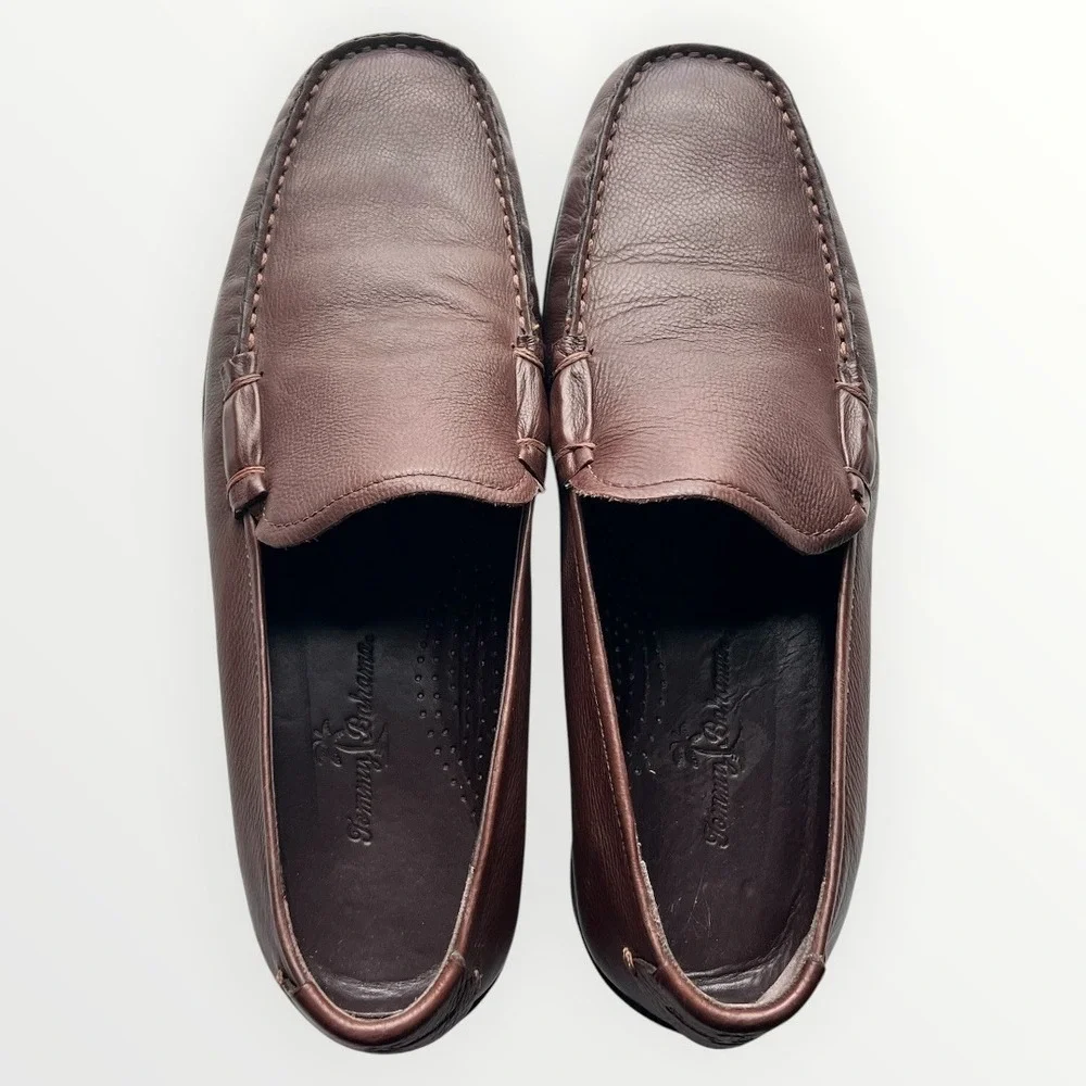 Tommy Bahama Men’s Brown Leather‎ Slip-On Driving Loafers Moc Toe Size 9 D